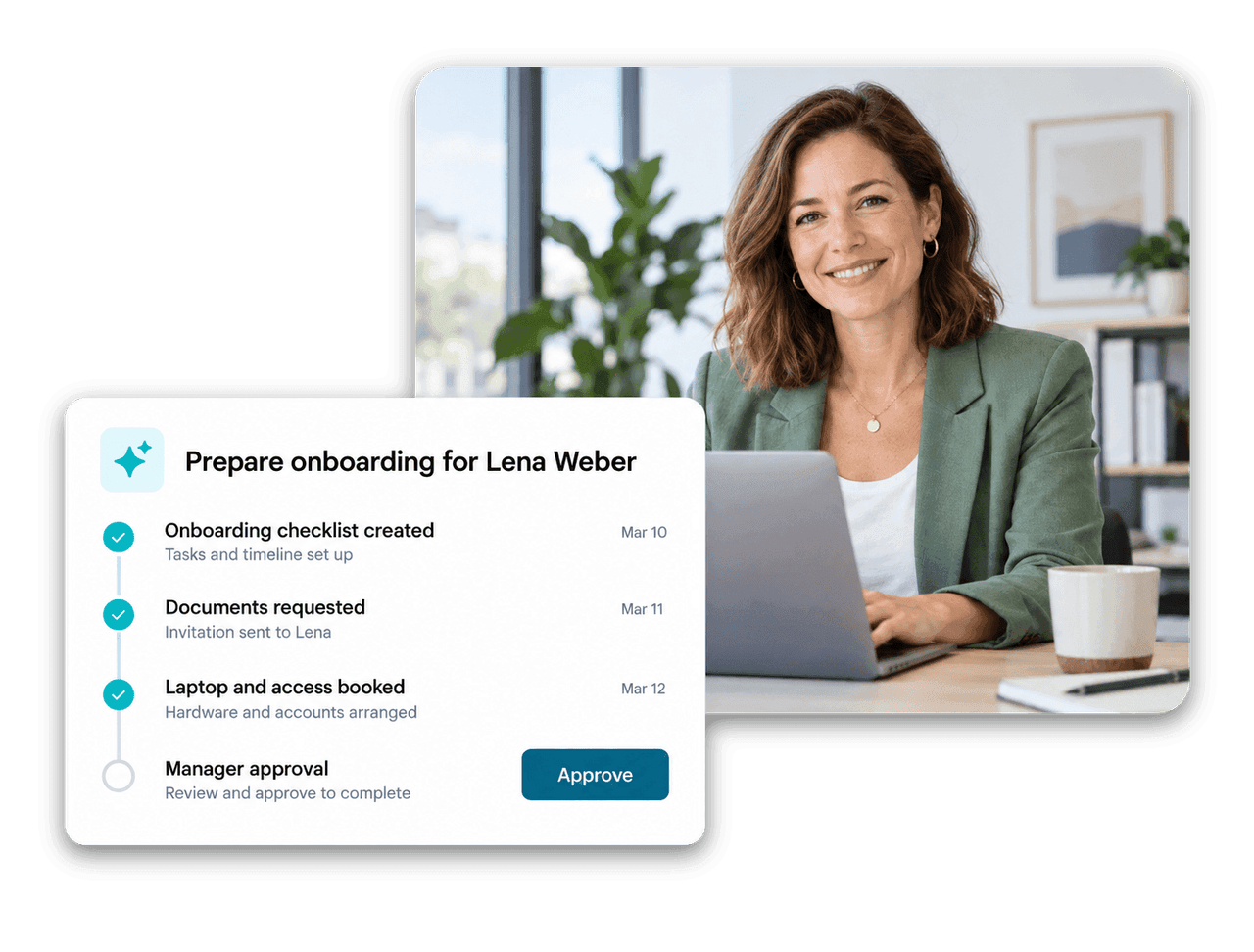 HR manager working with the flair AI agent and assistant in the Employee Hub