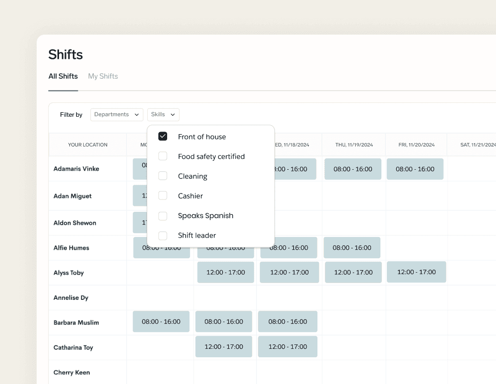 Shift Planner UI