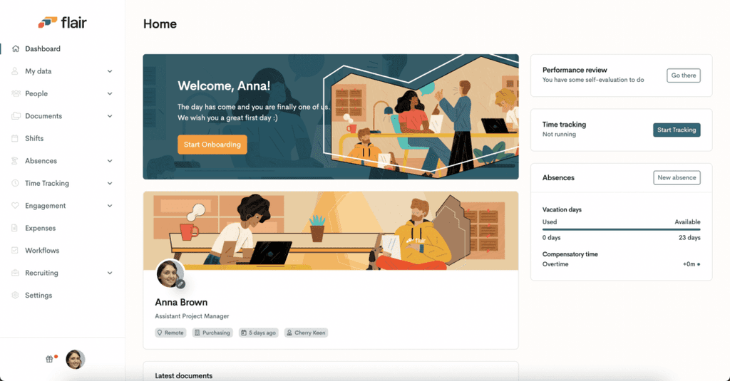 flair Employee Hub Dashboard