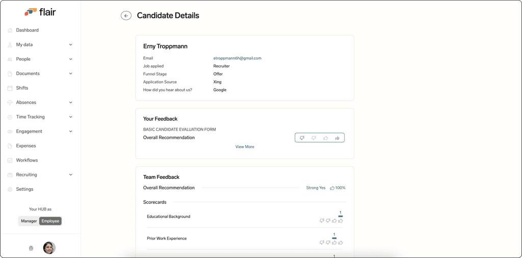 Kandidatendetails anlegen