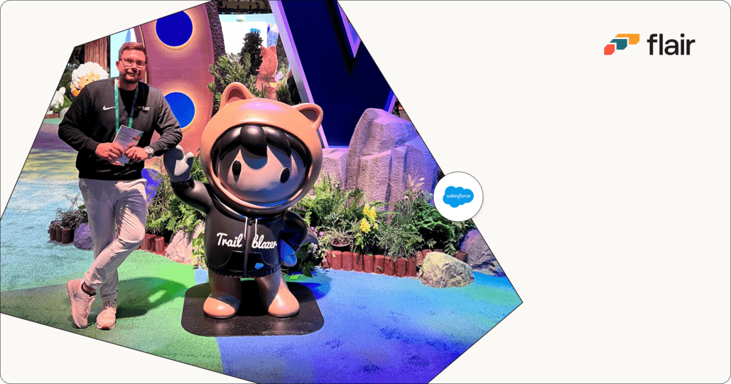 flair Chief Revenue Officer Romain at a Salesforce Trailblazer event.