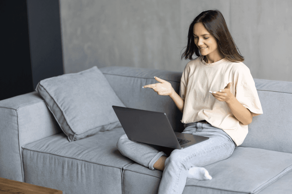 A person practicing for an interview.