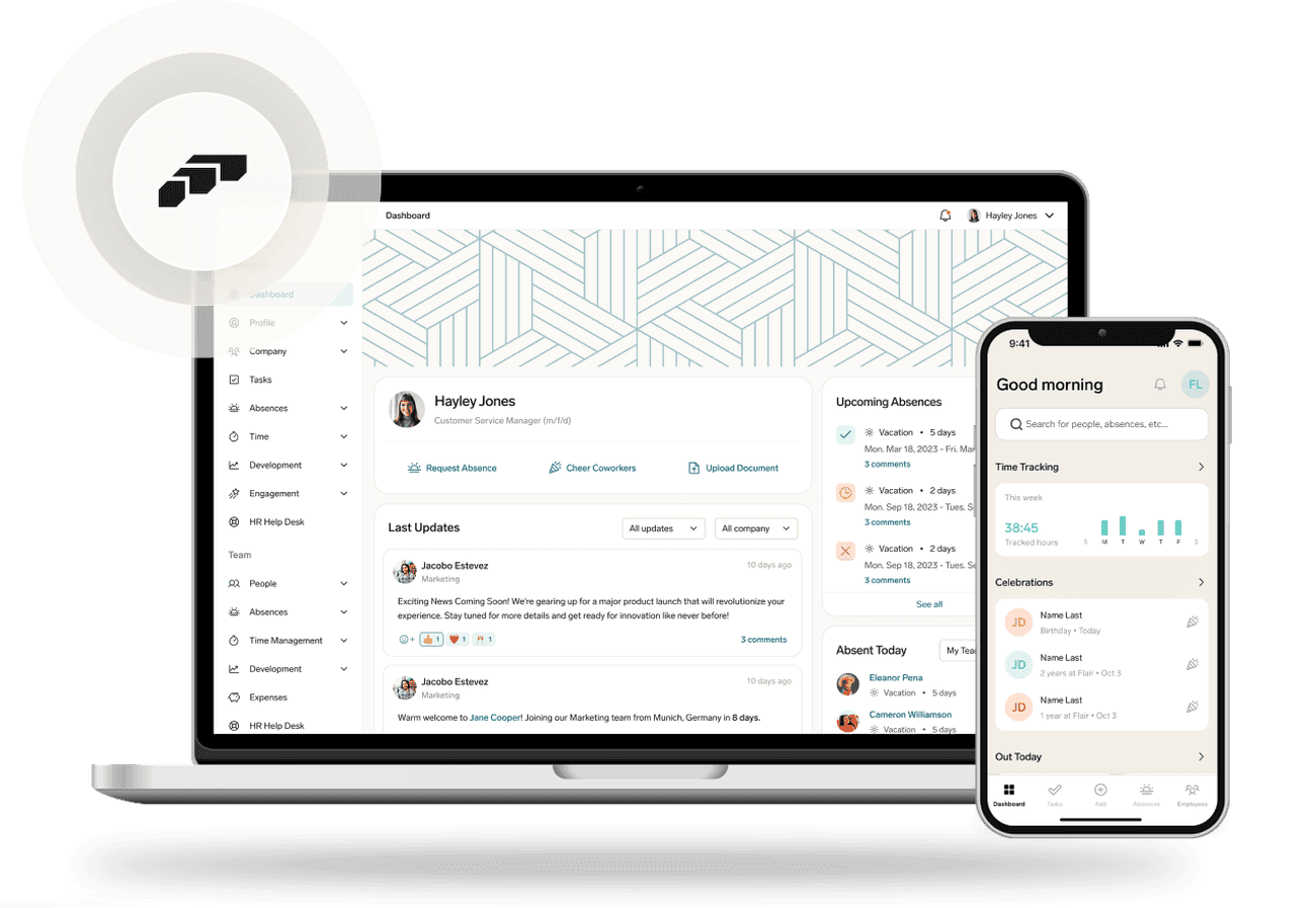 flair Employee Hub on desktop and mobile