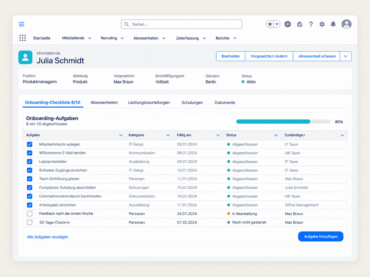 Personalakte mit HR-Prozessen in Salesforce