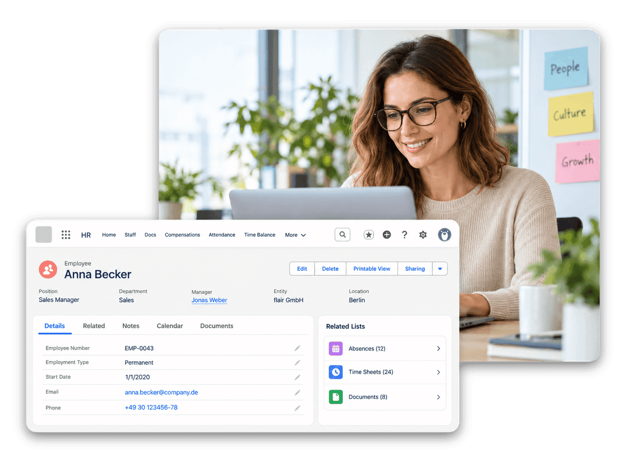 HR manager working with flair HR in Salesforce