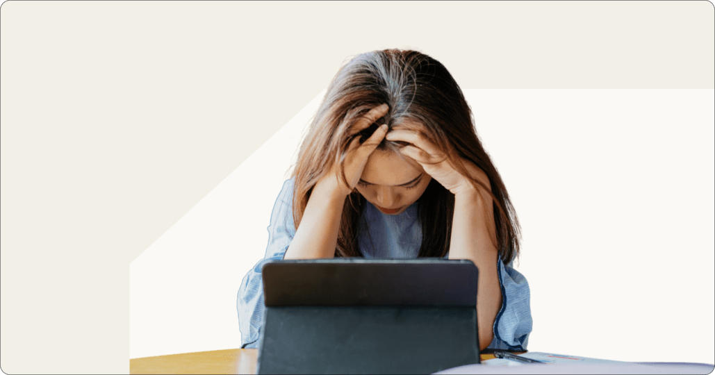 female employee struggling with stress and mental health at work