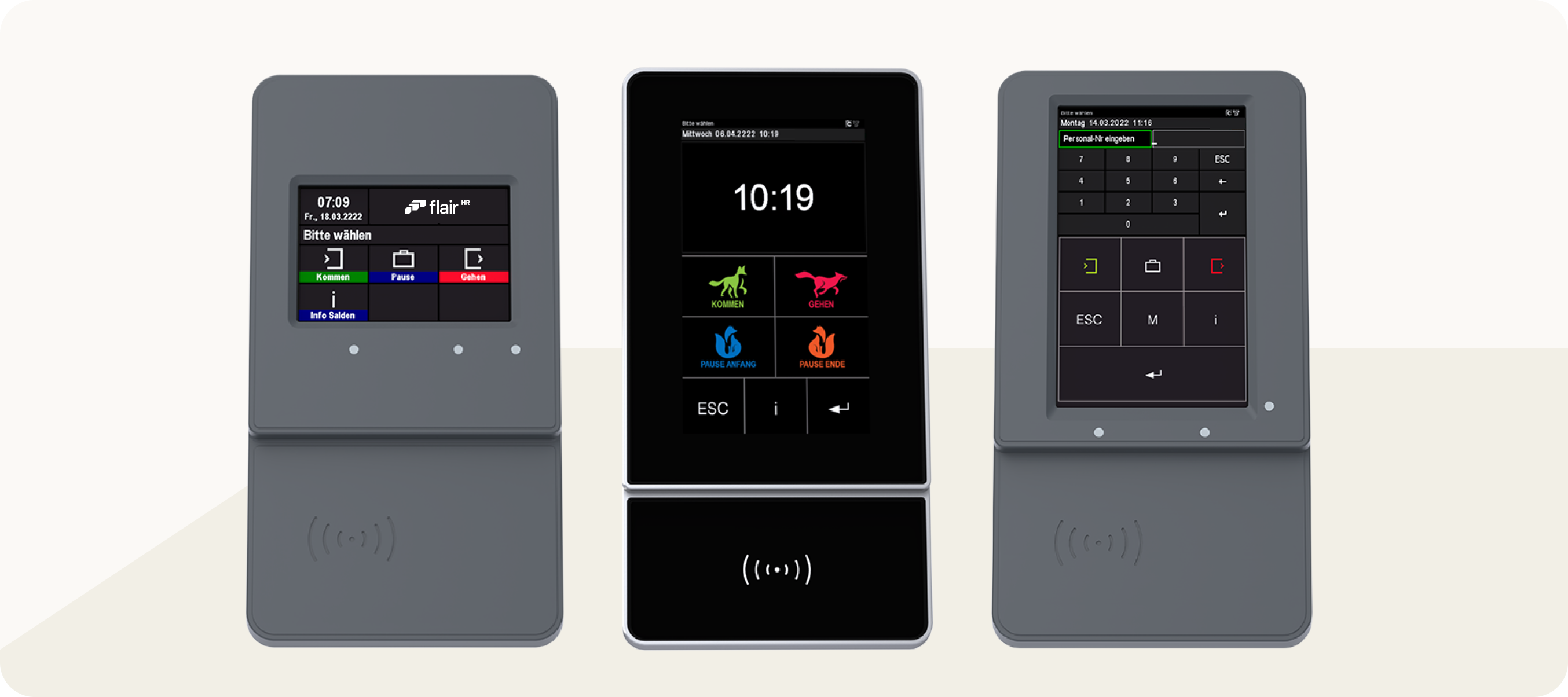 flair integrates with physical time-tracking terminals