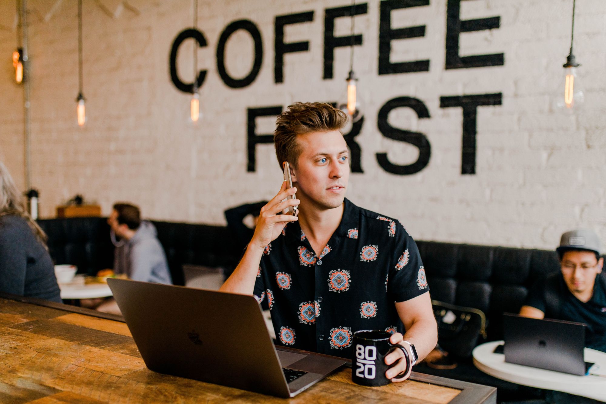 male worker in co-working space