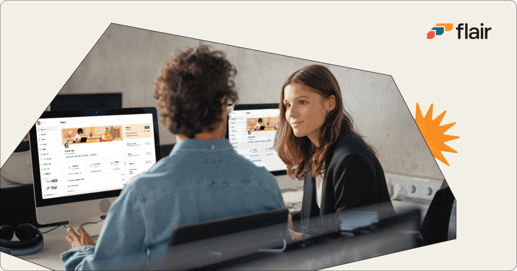 co-workers using flair HR software in the office