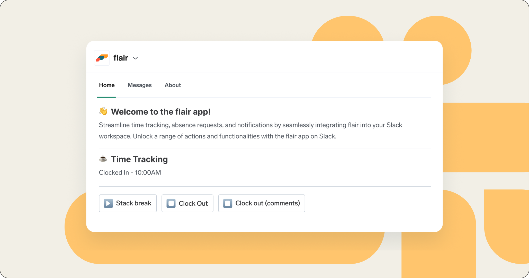 Time tracking with flair slack integration